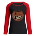 thumbnail image 4 of Moda mujer primavera patchwork impreso manga larga cuello redondo casual tee tops Pompotops FGAJ4822, 4 of 5