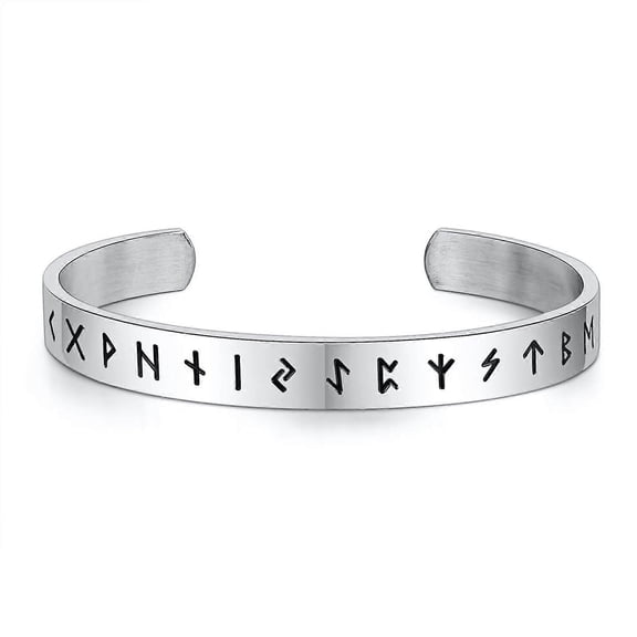 6mm Viking Bracelets For Men Nordic Viking Rune Letters Amulet Cuff Bangle Vintage Punk Rock Boy Wristband