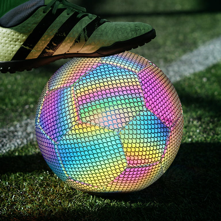 MAIBOLE™ Holographic Luminous Soccer Ball for Night Games & Training,  Glowing in The Dark Light Up Reflective with Camera Flash Reflects Light  Toy