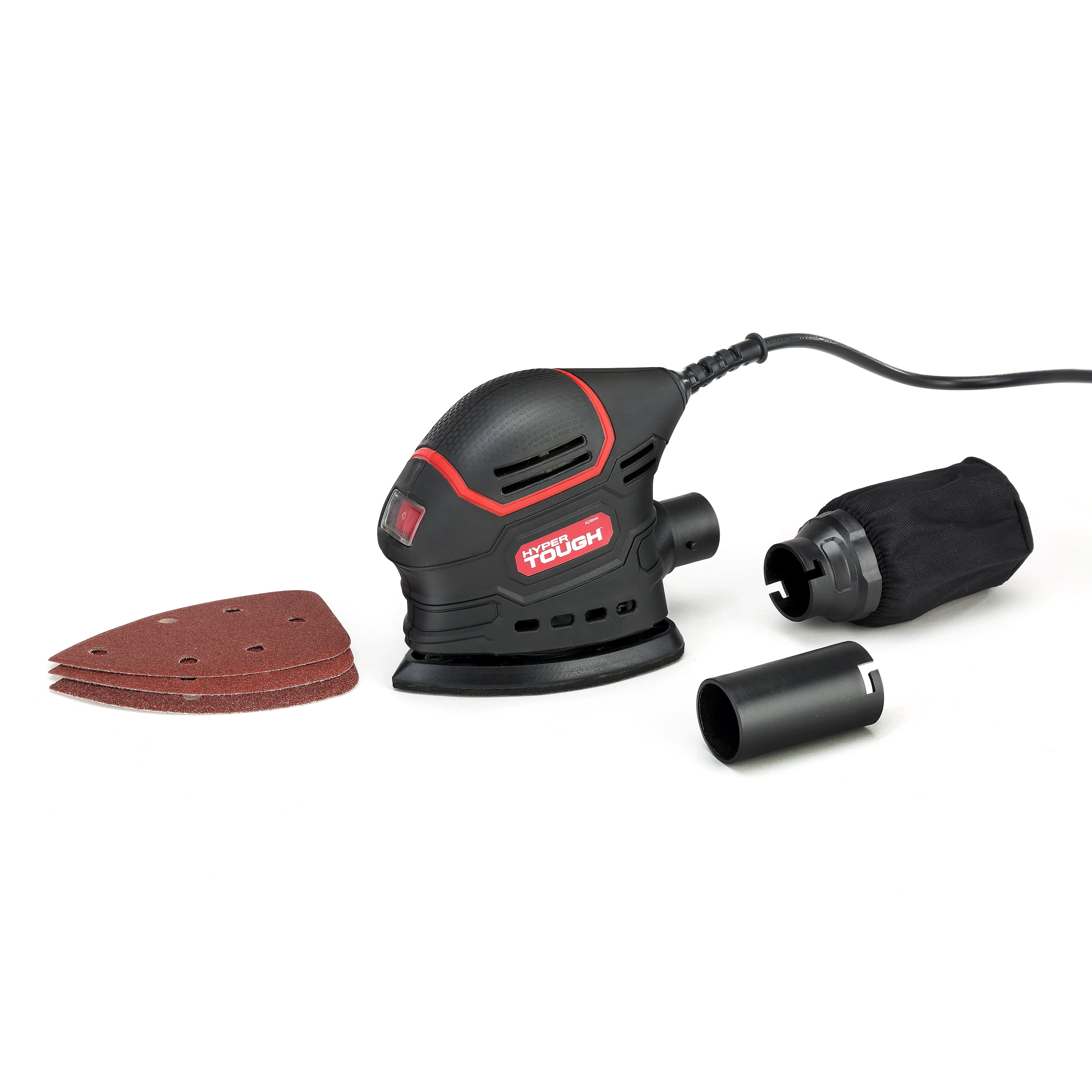 Hyper Tough 1.5 Amp Corded Detail Sander with Dust Bag, Vacuum Hose Adapter & 3 Sanding Sheets (60, 80 & 120 Grit)