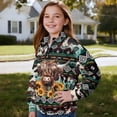thumbnail image 3 of Uorisanigo Girls Half Zipper Sweatshirts Fall Trendy Retro Highland Cow Aztec Long Sleeve Pullover Top Oversized Girls Crop Sweatshirt Pullover Jackets for Vacation Shopping Exercise Wear, 3 of 7