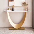 thumbnail image 2 of Modern Console Table, Exquisite shape design, Metal Frame with Adjustable foot pads for Entrance, Corridor, Living room & Office.(Gold), 2 of 4