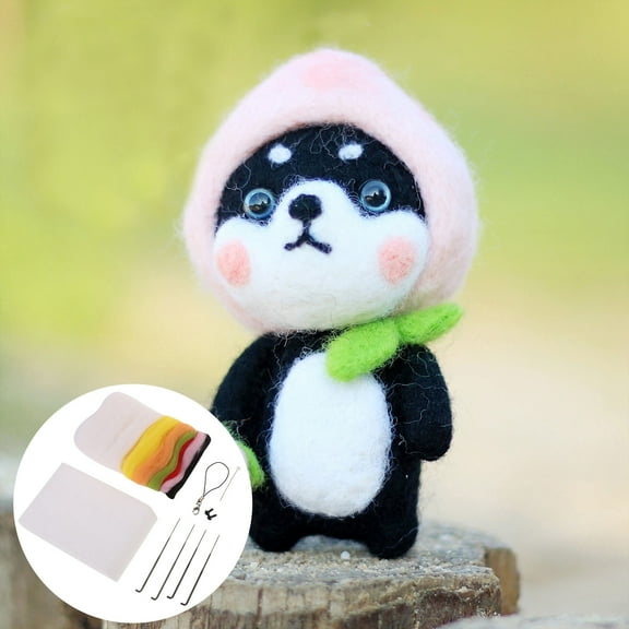 FESTFENDS DIY Design Plush Doll Needle Felting Kit 1 Set Wool Felt Rabbit Shape Assorted Color for Home Use