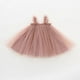 thumbnail image 4 of Vestido de falda de malla con tirantes de verano para niñas con borde de orejas de madera Falda de princesa para bebé Falda pontón, 4 of 6