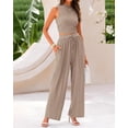 thumbnail image 6 of BTFBM Summer Outfits For Women Cropped Sleeveless Tank Tops Wide Leg Pants 2 Piece Sets Beach Lounge Set Clothing, 6 of 7