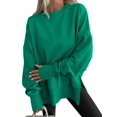 thumbnail image 3 of Women Oversized Sweatshirts Thumbhole Long Sleeve Hoodies Shirts Fall Side Slit Pullover Top Y2k Outfits Green S, 3 of 9