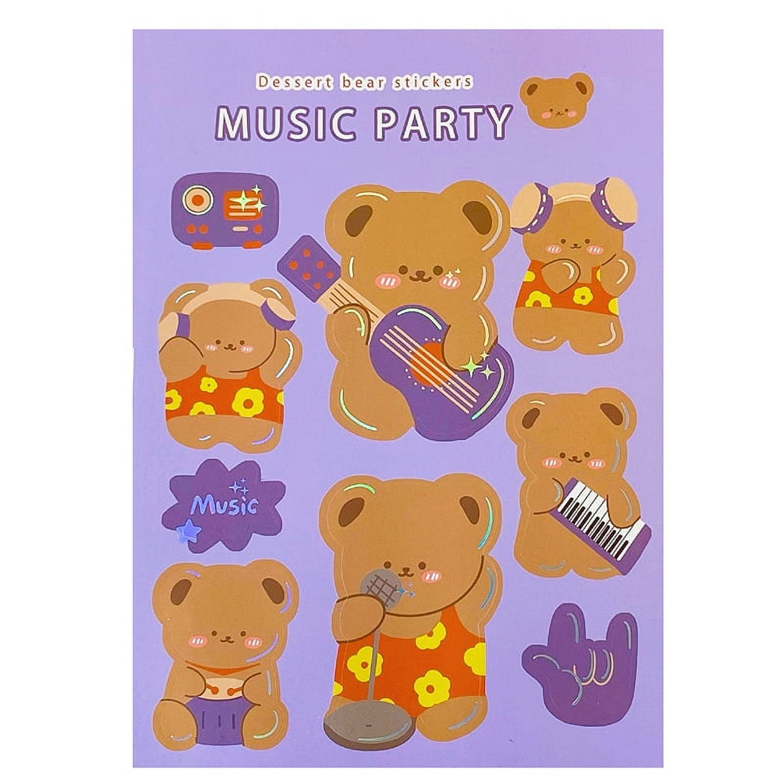 12pcs/Set Kawaii Laser Glitter Sticker Cute Bear Decorative