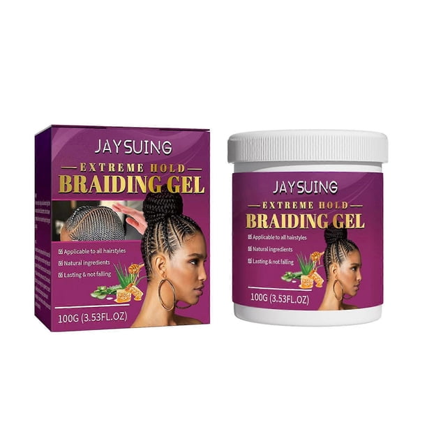 100g Extreme Hold Braid Gel Smooths & Tames Frizz Hair Gel for Braids Locks Twists Cornrows