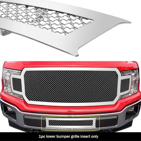 2018-2020 Ford F-150 (Drilling May Be Required For Xl/Xlt/King Ranch/Plantinum) Stainless Steel Polished Finish 2.5 Mm Wire Mesh Mesh Grille