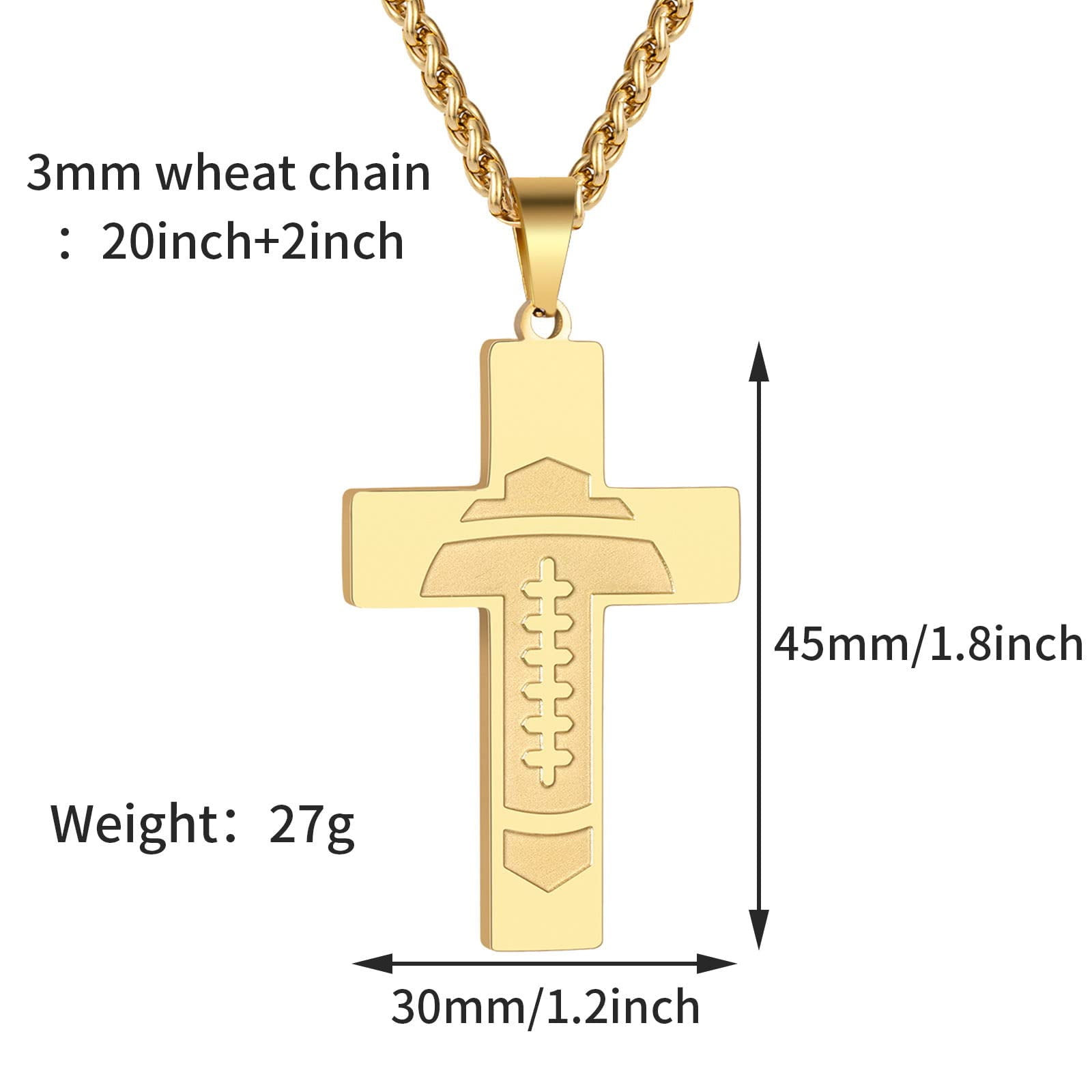 Football Cross Necklace for Boys Men Stainless Steel Bible Verse Pendant  with 20 | eBay