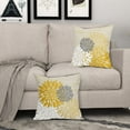 thumbnail image 4 of Grey Yellow Dahlia Pillow Cover 18X18 Inch Geometric Floral Elegant Line Spring Flower Pillow Case Farmhouse Outdoor Decor for Home Bedroom Living Room Linen Square Cushion Covers, Set of 2, 4 of 6