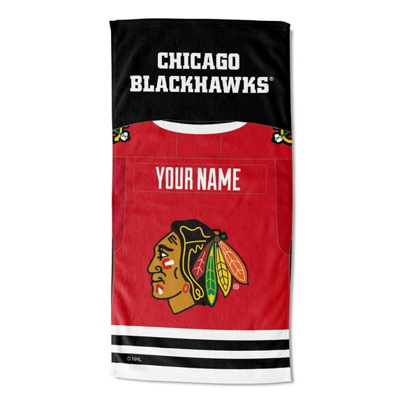 Chicago Blackhawks NHL Jersey Personalized Beach Towel, 30" x 60"