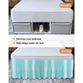 thumbnail image 7 of Aqua Striped Wrap Around Bed Skirts for King Bed 16" Drop,Bed Skirt with Adjustable Elastic Belt Dust Ruffle Bed Valance for Bedroom Hotel Luxurious White Stripes Modern Abstract Art Bed Frame Cover, 7 of 7
