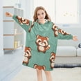 thumbnail image 5 of Dancing Raccoons Flannel Wearable Blankets Hooded Design Long Sleeves Wrap Unisex for 3T-14Y L, 5 of 7