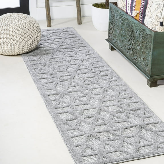 JONATHAN Y IBIZA 2 x 8 Runner Rug, Talaia Neutral Geometric - Light Gray, IBZ102C-28