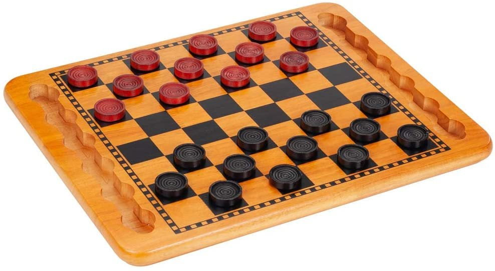 WE Games Solid Wood Checkers Set Red & Black Traditional Style with