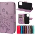 thumbnail image 2 of iPhone 13 Pro Max Wallet Case, Durable Case, Flower Butterfly Pattern Premium PU Leather Magnetic Case with Credit Cards Slots Shockproof Protective Cover (iPhone 13 Pro Max, light purple), 2 of 8
