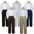 thumbnail image 1 of 3pc Mustard Yellow Bow Tie Suit Shirt Pants Set Baby Boy Toddler Kid Uniform S-7, 1 of 2