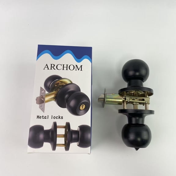 ARCHOM Metal locks,Keyed Same Exterior Door Knobs and Single Cylinder Deadbolts Combo Set, Keyed Alike Entry Door Knobs with Locks for Entrance and Front Door, Matte Black
