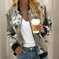 thumbnail image 2 of Womens Casual Daily Jackets Lightweight Zip Up Casual Jacket Leopard&Floral Print Coat Stand Collar Short Sports Outwear Zipper Tops, 2 of 8