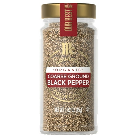 McCormick Gourmet Non-GMO Organic Coarse Ground Black Pepper, 1.62 oz Bottle