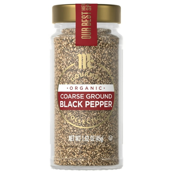 McCormick Gourmet Non-GMO Organic Coarse Ground Black Pepper, 1.62 oz Bottle