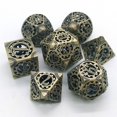 thumbnail image 2 of Juego de dados de juego de mesa RPG de 7 piezas poliédricas D4-D20 de metal dorado Sunnimix dados huecos dados poliédricos, 2 of 8