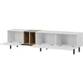 thumbnail image 7 of Modern TV Stand for 80’’ TV, Media Console Table with 3 Drop Down Doors, Entertainment Center with Large Storage Cabinet and 6 Metal Legs for Living Room Bedroom Home Theatre, White, 7 of 7
