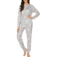 thumbnail image 2 of Conjunto de pijamas de mujer Pijamas de manga larga Pijamas con estampado de estrellas$ Pijamas suaves con bolsillos Traje con estampado de estrellas Adepaton HMHZ1841-4, 2 of 5