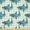 thumbnail image 2 of Ambesonne Ocean Fabric by the Yard Microfiber, Sea Fierce Wild Shark, 10 Yards, Blue White, 2 of 2