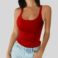 thumbnail image 4 of Yzengfg Women Spaghetti Strap Scoop Neck Ribbed Tank Tops Slim Fitted Cotton Camisole Basic Sleeveless Layering Shirts, 4 of 5