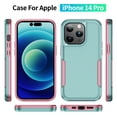 thumbnail image 2 of for iPhone 14 Pro Case, Dual Layers Shell Hard PC + Soft TPU Back Shell Heavy Duty Military Drop Protection Rugged Shockproof Hybrid Case for iPhone 14 Pro, Green+Pink, 2 of 8