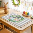 thumbnail image 6 of Happy Easter Placemats Set of 4, Spring Eggs Jugal Leaf Flower Floral Gray Plaid Heat Insulated Linen Place Mats, Washable Stain-Proof Table Mats for Dining Tables Holiday Decor 13x19 Inches, 6 of 9