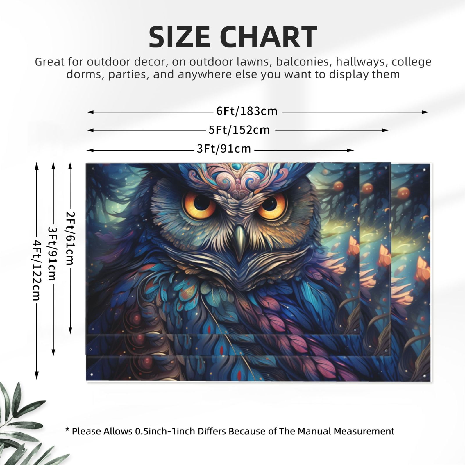 Galaxy Owl Starry Art Four Hole Decorated Banner Flag for Garden Yard Home Decoration Indoor Outdoor 4x6 Ft