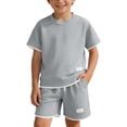 thumbnail image 6 of KPOPLK Toddler Baby Girl Summer Clothes 0 3 6 9 12 18 Months 2T 3T 4T Set Short Sleeves T-Shirt Tee Tops + Shorts Cute Outfits Set(5-6 Years,Grey), 6 of 7