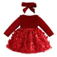 thumbnail image 3 of Mnyotv Toddler Girls Dress Baby Girl Outfits Fall Clothes Mesh Floral Bow Long Sleeve Dress with Headbands Size 6-12Months, 3 of 5
