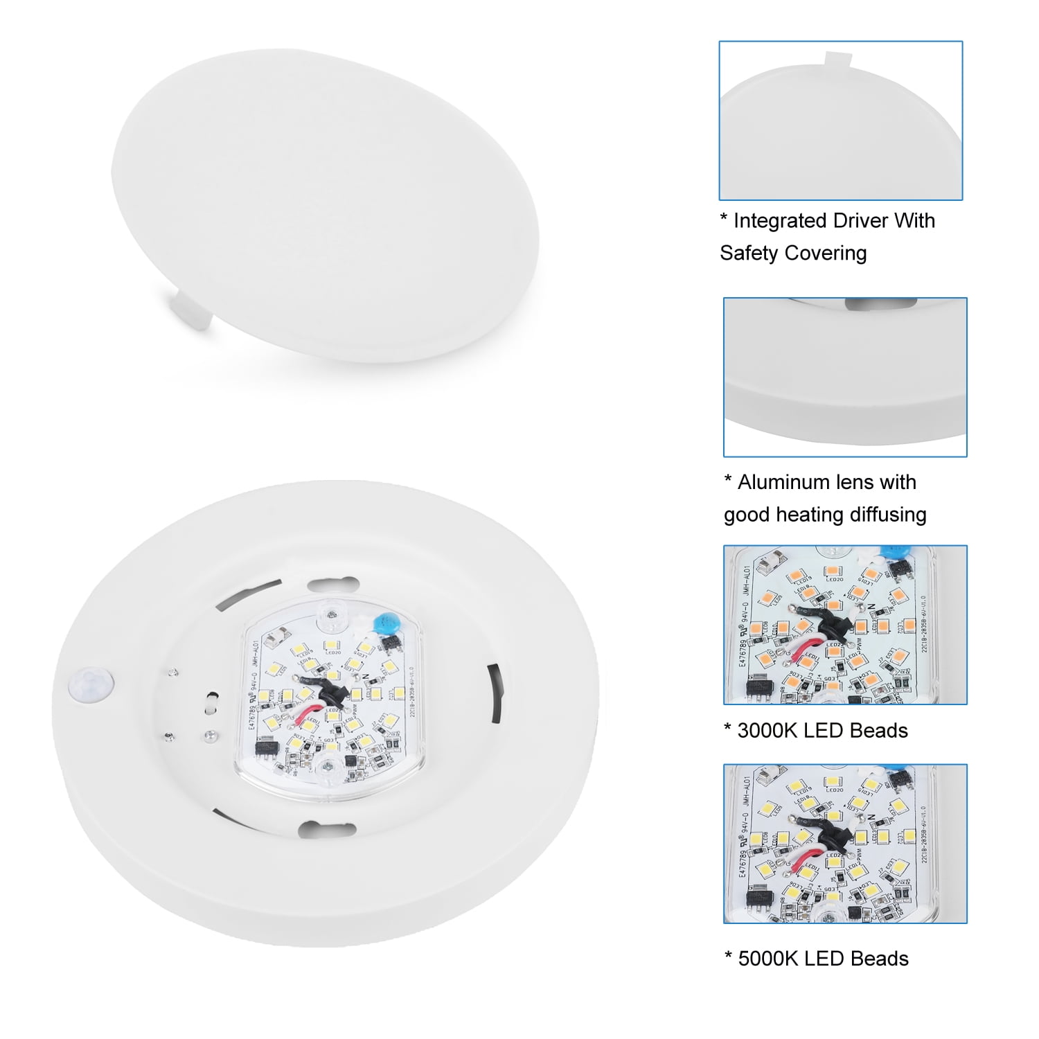 Motion Sensor LED Ceiling Light, 6inch 120V LED Flush Mount Round Lighting Fixture, 10W 700lm LED Closet Light for Indoor/Outdoor, Porches, Closet Rooms, Stairs, Hallways, 3000K Warm White