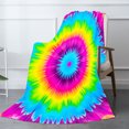 thumbnail image 4 of Amarainy Tie Dye Rainbow Throw Blanket Soft Flannel Throw For Winter Gift Home Sofa Bed Decoration 50x60 inch, 4 of 5