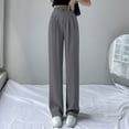 thumbnail image 2 of Pantalones anchos de color liso para mujer - Pantalones de traje de cintura alta con cintura elástica - Mezcla de poliéster y spandex, dos bolsillos, ideales para la oficina y para looks informales, 2 of 5