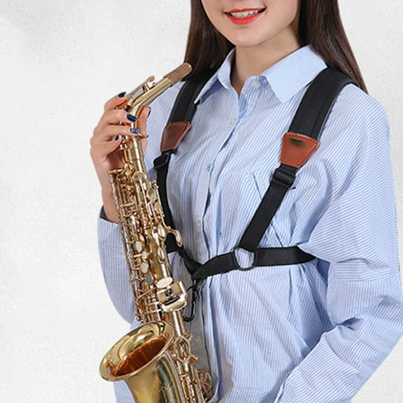 RENACLIPY 1Pcs Black Saxophone Harness Adjustable Design for Saxophone Players 55x42in
