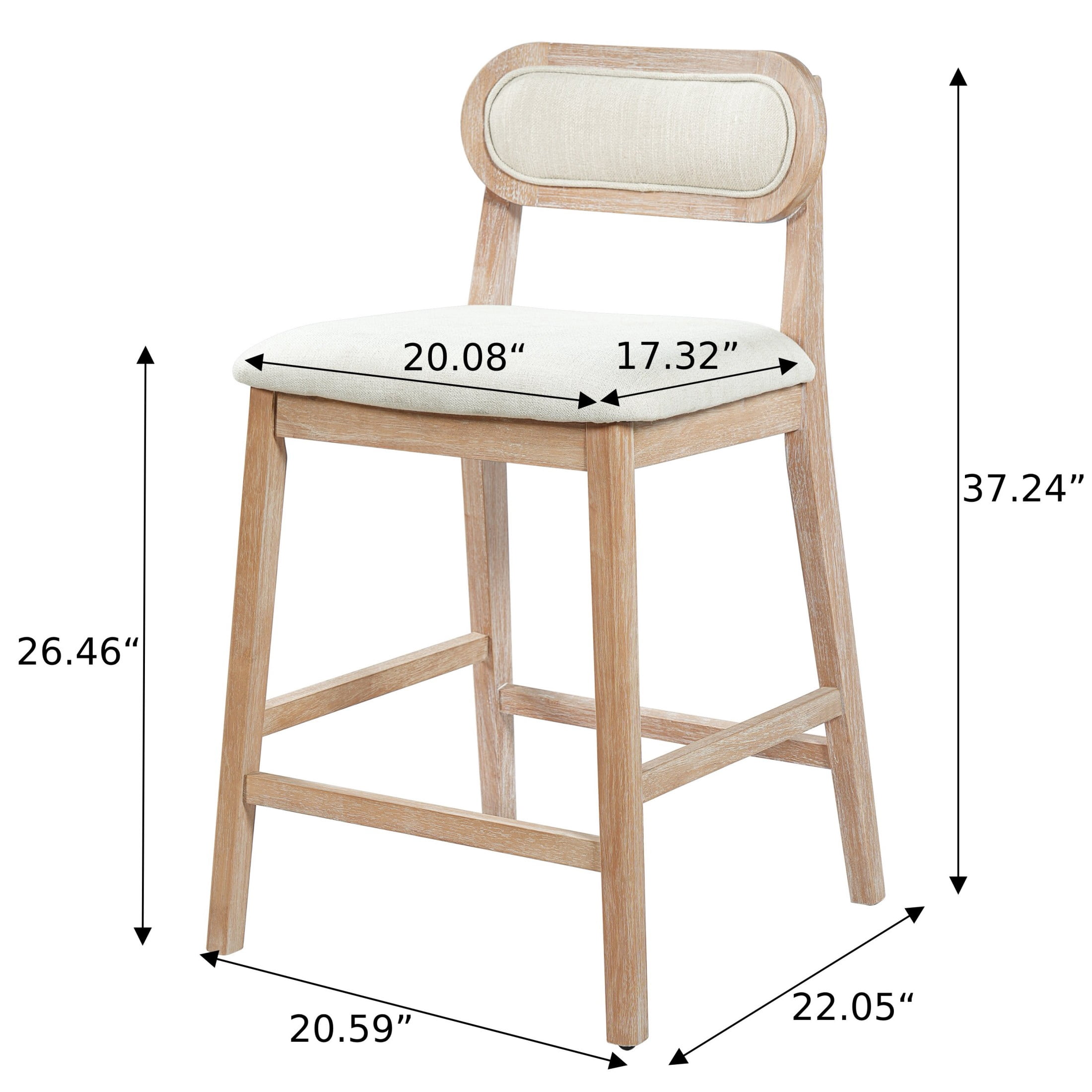 Christopher Knight Home 37.24"H Rubberwood Bar Stools Set of 2 for Kitchen & Islands, Natural+Beige