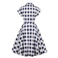 thumbnail image 5 of Letdown Women's Vintage Tea Dress, Short Sleeve V-Neck Button Up Party Dress Christmas Plaid Dresses Work Casual Dress (White, S), 5 of 5