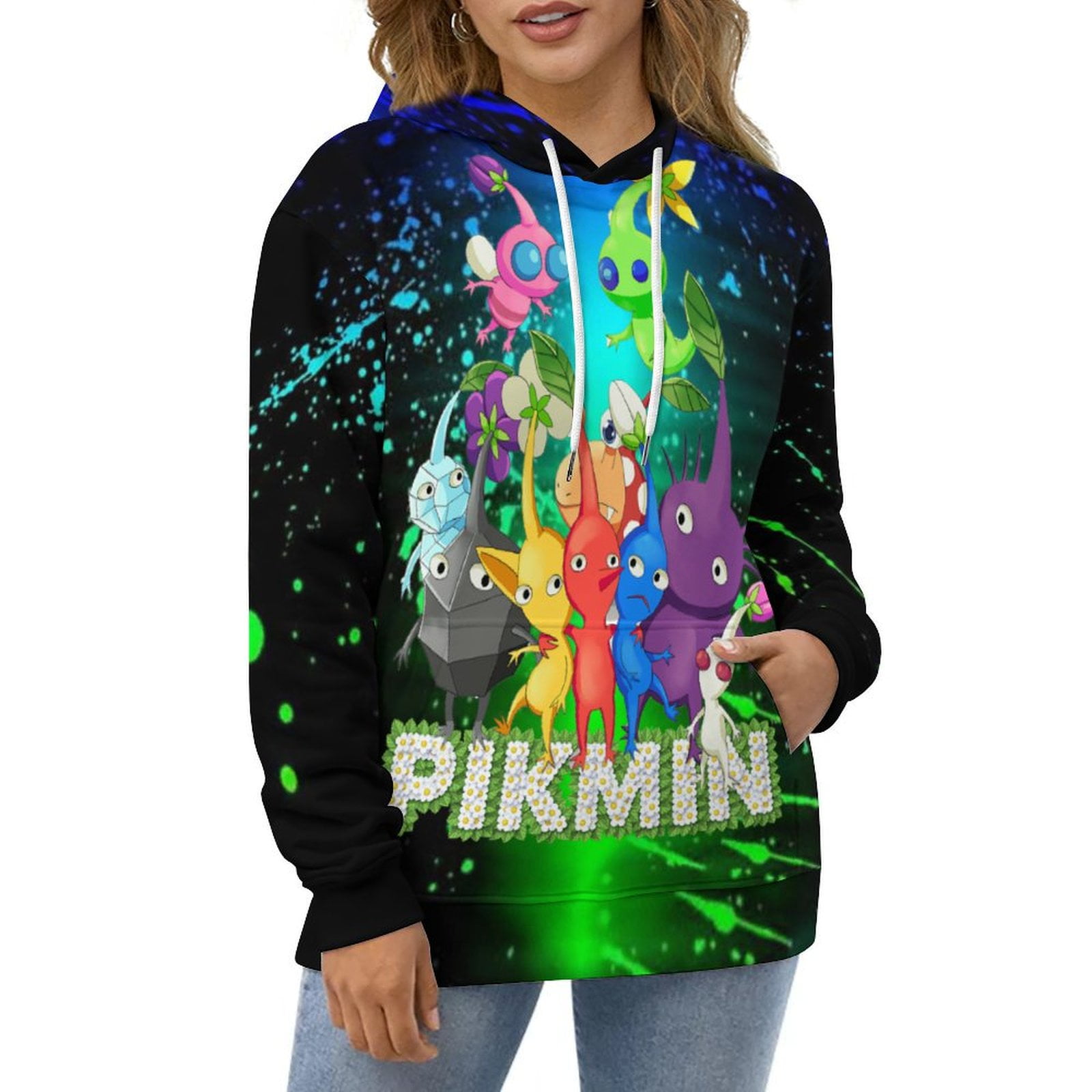 Pikmin Adult Hoodie Sweater Jacket Hooded Sweatshirt Casual Hat
