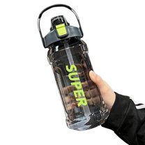 Bxaolu Water Bottle, 1500ml/50OZ Motivational Water Bottle with Scale, Leakproof Large Sports Water Bottle, Reusable Water Jug for Workout Gym Sport, Black