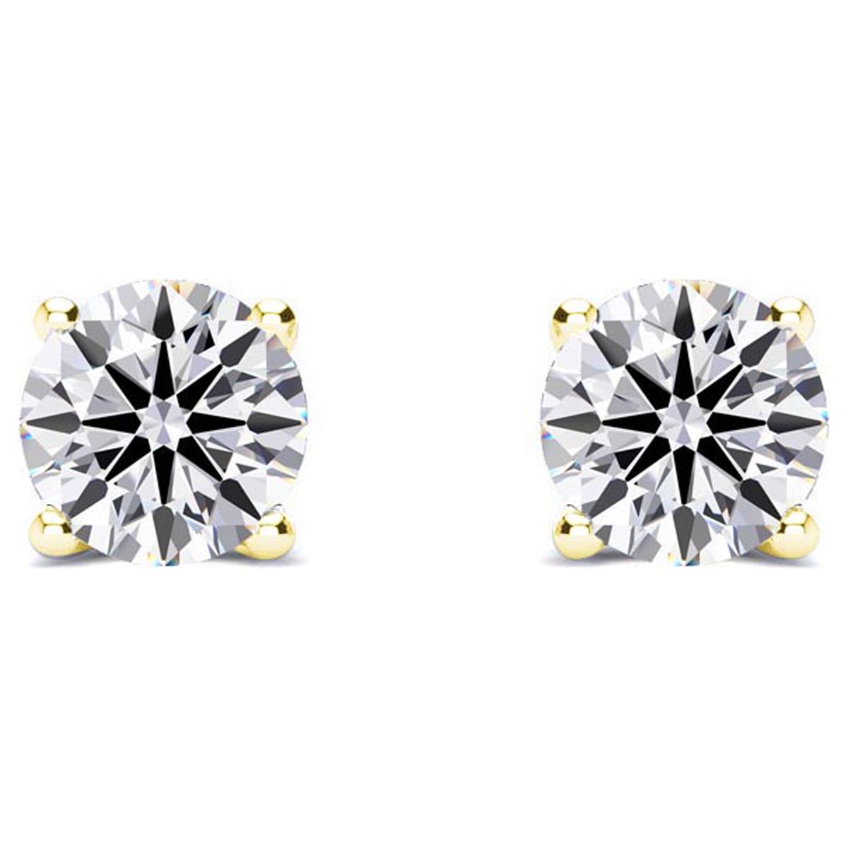 SuperJeweler 1/4 Carat Lab Grown Diamond Stud Earrings for Women, Yellow Gold Diamond Jewelry, Elegant Earrings for Women