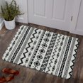 thumbnail image 1 of Qucyy Boho Geometric Washable Area Rug - 2x3 Entryway Small Throw Rug Non-Slip Accent Distressed Rugs Floor Carpet for Door Mat Bathroom Bedroom Kitchen Living Room Rug (2x3,Black & Off-White), 1 of 5
