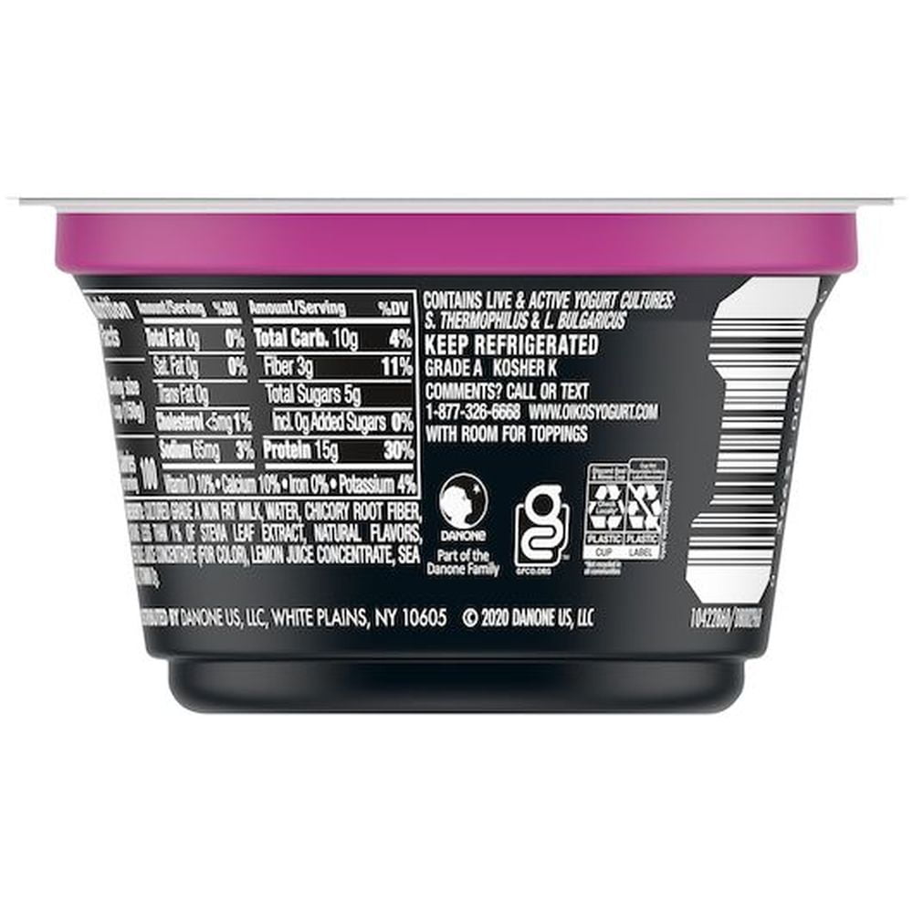 Oikos Organic Triple Zero Mixed Berry Nonfat Greek Yogurt, 5.3 Ounce -- 12 per Case.