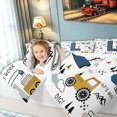 thumbnail image 4 of meiyoeat Construction Letter L Twin Comforter Sets for Boys, Truck Print Bedding Set for Bedroom, Blue, Reversible, 2 Pieces, 1 Comforter and 1 Pillowcase, 4 of 6