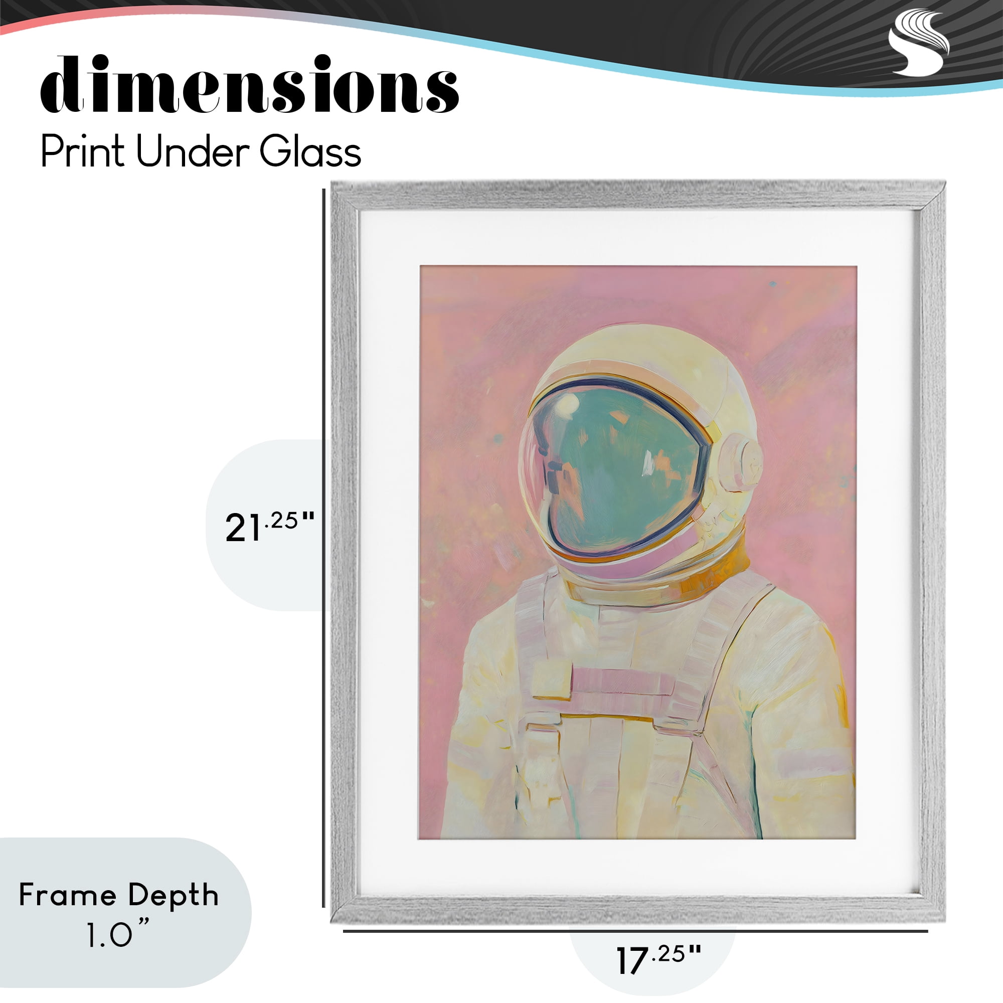 Stupell Industries Astronaut Portrait in Pink Dream Gray Framed Print Under Glass, design by The Prints Vibe