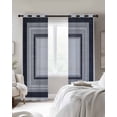thumbnail image 4 of Black Grey Gradient Blackout Curtains for Bedroom Living Room Darkening Curtains 63 Inches Long Gray White Square Geometric Window Curtain 2 Panels Set Window Treatment Grommet Drapes 42"x63", 4 of 9
